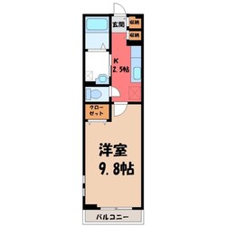 南宇都宮駅 徒歩7分 2階の物件間取画像